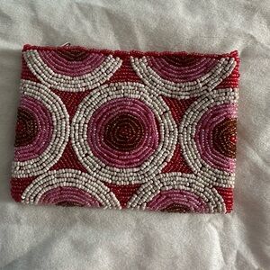 Pink beaded pouch